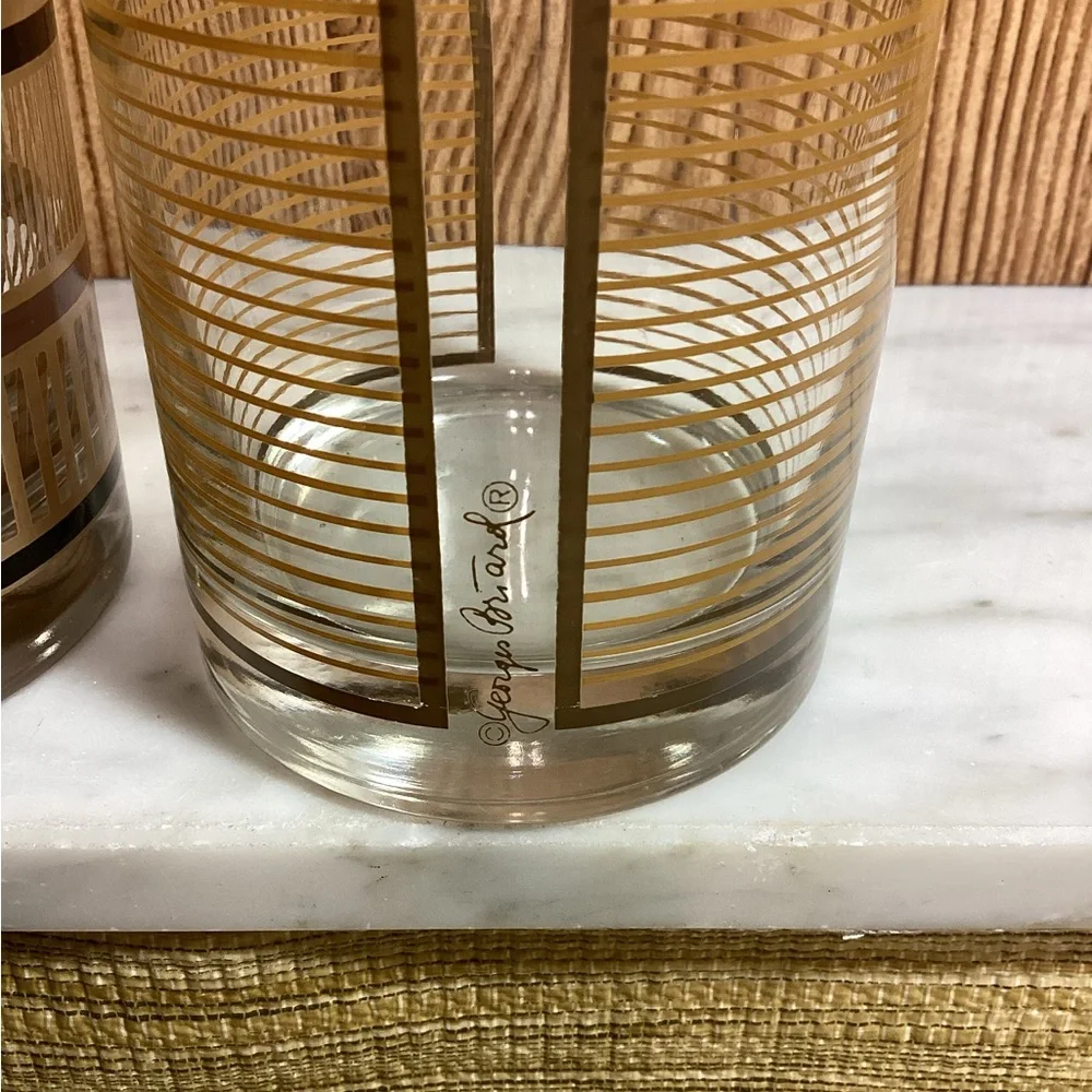 George Briard Elegant Gold and Brown Whiskey Glasses set of 2